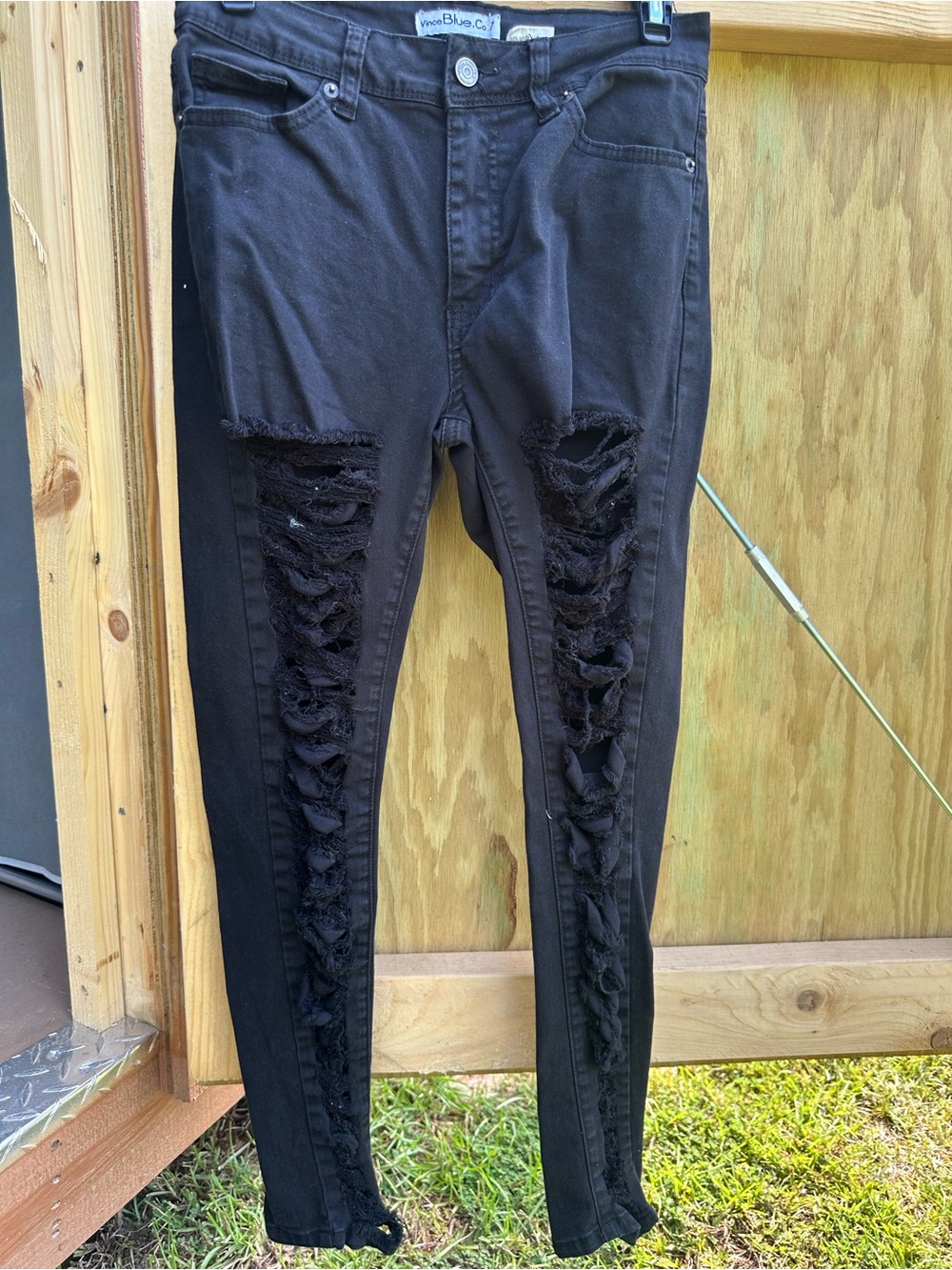 SHEIN Black Ripped Skinny Jeans for Women